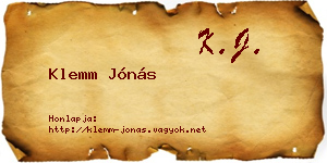 Klemm Jónás névjegykártya